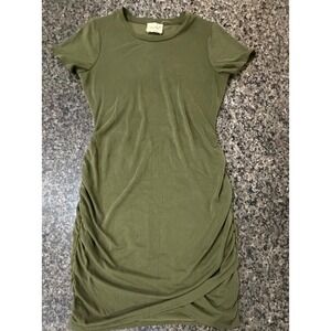 Elie Elie Tahari Olive Green Ruched Bodycon Tulip Hem T-Shirt Dress Womens